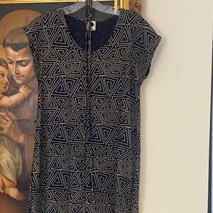 Geometric Patterned Black and Cream Dress